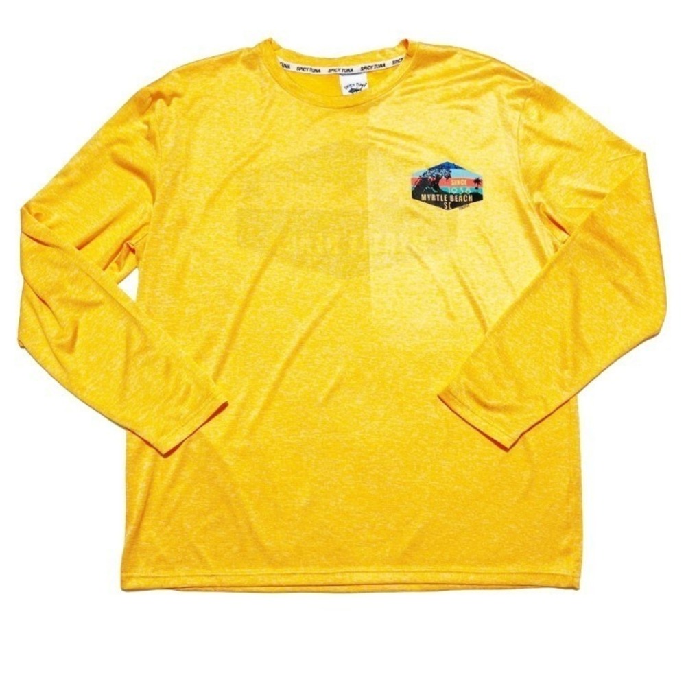 Spicy Tuna Performance Fishing Shirt Myrtle Beach Graphic Yellow Mens XL